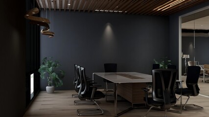 blank wall in luxury office meeting room 3d render interior design