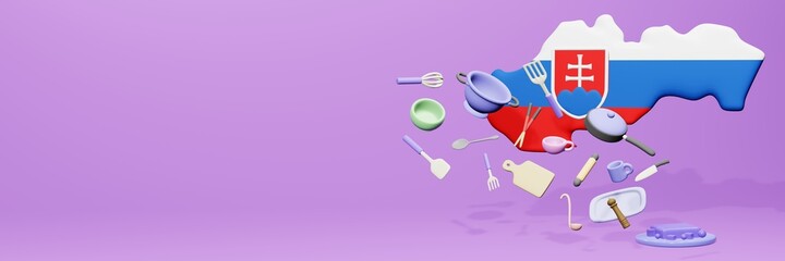 3d rendering of kitchen utensils usage in Slovakia for data display

