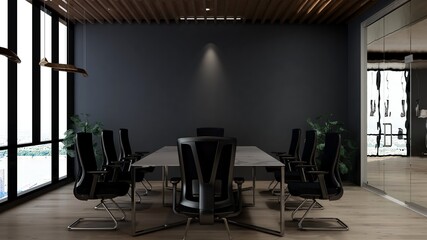 Fototapeta na wymiar blank wall in luxury office meeting room 3d render interior design
