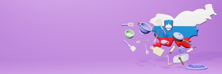 3d rendering of kitchen utensils usage in Slovenia for data display


