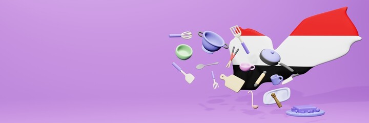 3d rendering of kitchen utensils usage in Yemen for data display

