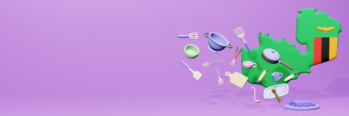 3d rendering of kitchen utensils usage in Zambia for data display

