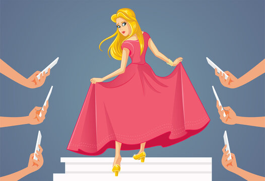 Princess Cinderella Having a Viral Internet Moment Vector Cartoon