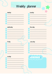 Cream Blue Cute Weekly Planner