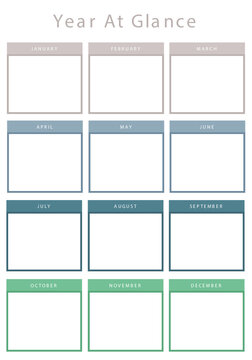 Colorful Minimalist Year At Glance Workbook Planner