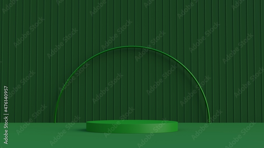Poster minimal scene with cylinder podiums on green background.abstract geometric shape for products presen