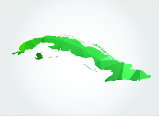 Cuba Map Green Color on white background polygonal