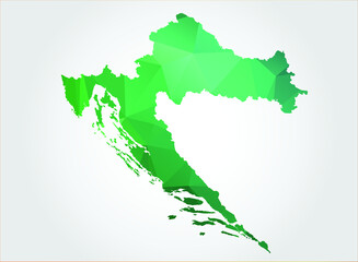 Croatia Map Green Color on white background polygonal