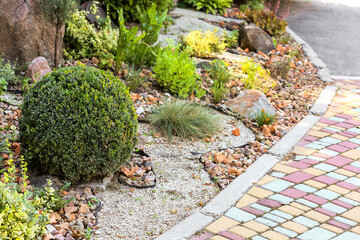 Creative landscape design in beautiful green park