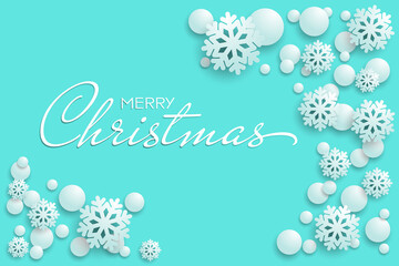 A new idea with abstract Papercraft White Snowflakes on Blue Christmas Background. Vector illustration EPS10