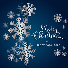 A new idea with abstract Papercraft White Snowflakes on Blue Christmas Background. Vector illustration EPS10