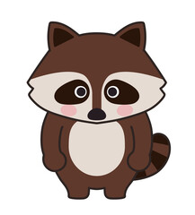 Cartoon raccoon waiting for a friend. Vector illustration isolated on a white background.