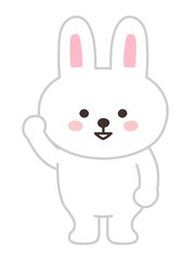 Rabbit waving a hand. Vector illustration isolated on a white background.