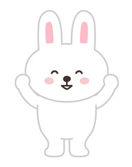 Rabbit feels great joy. Vector illustration isolated on a white background.
