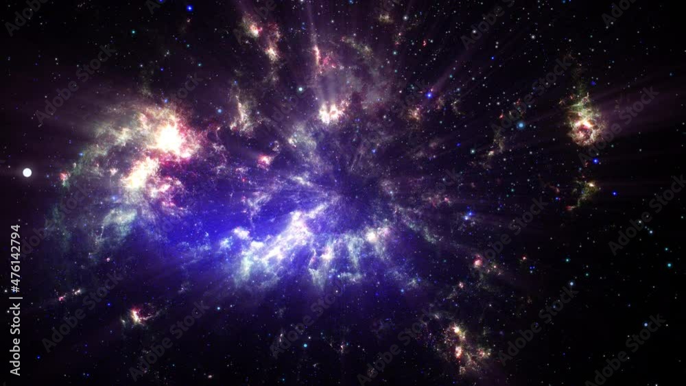 Poster loop space flight deep space exploration travel to the large magellanic cloud. 4k 3d looping space e