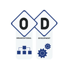 Fototapeta premium OD - Organizational Development acronym. business concept background. vector illustration concept with keywords and icons. lettering illustration with icons for web banner, flyer, landing 