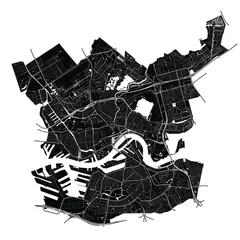 Photo sur Plexiglas Rotterdam  Rotterdam, Netherlands, Black and White high resolution vector map