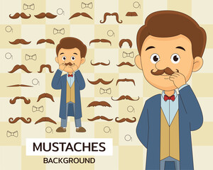 Mustaches concept background. Flat icons.