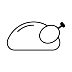 Baked chicken icon. Roasted grill meat. Cooking process. Family time. Holiday food. Vector illustration. Stock image. 