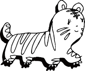 下手なかわいい虎の絵 子供の落書き 寅年 年賀状素材