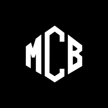 MCB letter logo design with polygon shape. MCB polygon and cube shape logo design. MCB hexagon vector logo template white and black colors. MCB monogram, business and real estate logo.