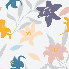 abstract flower design - seamless vector repeat pattern, use it for wrappings, fabric, packaging and other print and design projects