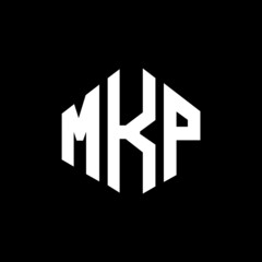 MKP letter logo design with polygon shape. MKP polygon and cube shape logo design. MKP hexagon vector logo template white and black colors. MKP monogram, business and real estate logo.