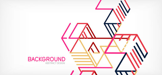 Fototapeta premium Abstract background. Color lines on white background. Linear abstract composition. Techno or business concept for wallpaper, banner, background, landing page