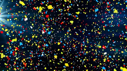 falling multicolored snow on a black background, a festive concept