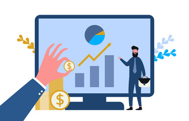 business managing financial chart, profit income, Suitable for web landing page