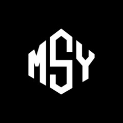 MSY letter logo design with polygon shape. MSY polygon and cube shape logo design. MSY hexagon vector logo template white and black colors. MSY monogram, business and real estate logo.