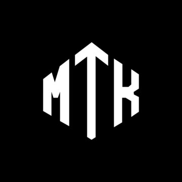 MTK letter logo design with polygon shape. MTK polygon and cube shape logo design. MTK hexagon vector logo template white and black colors. MTK monogram, business and real estate logo.