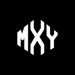 MXY letter logo design with polygon shape. MXY polygon and cube shape logo design. MXY hexagon vector logo template white and black colors. MXY monogram, business and real estate logo.