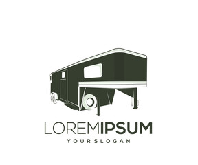 Obraz premium silhouette trailer horse logo design