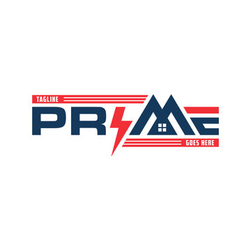 electric house building construction logo with prime
