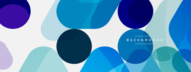 Color bubbles and rounded geometric shapes on white. Vector geometric minimal abstract background for wallpaper, banner, background, landing page