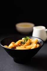 Burmese tofu  spicy salad made from flour and chickpeas on black background, Tai Yai local food in northern Thailand