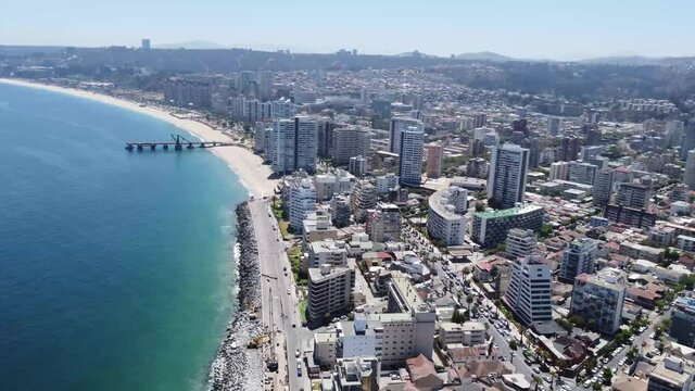 Vista al mar con drone 4k Vi&ntilde;a del  Mar