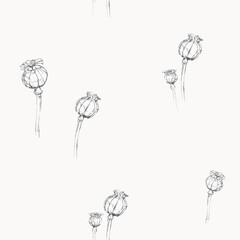 poppy pods - seamless vector repeat pattern, use it for wrappings, fabric, packaging and other print and design projects