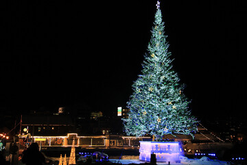 海上に浮かぶクリスマスツリー　函館
