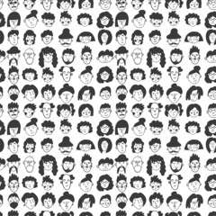 people doodle seamless pattern. Cartoon characters of different gender and age. Cute print for printing on paper and fabric. Stylish endless background design. Vector illustration, hand-drawn