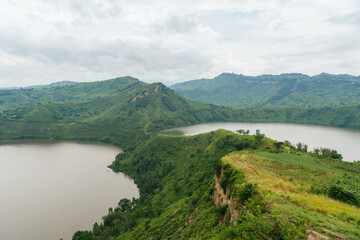 Aerial view of the Queen Elizabeth National Park in Uganda