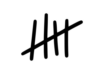 Tally marks to count days in prison. Tally marks for math lessons isolated on white background. Vector illustration