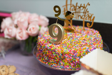 birthday cake. jewelry number nine and ballerina