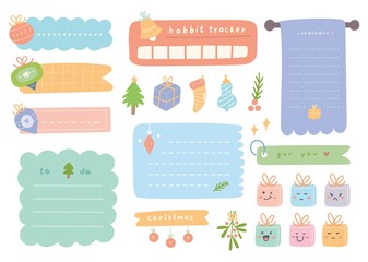 Christmas theme Cute journal,  planner and wish list design vector illustration