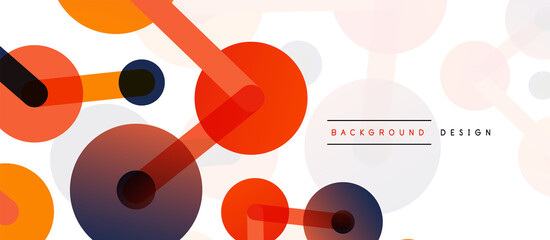 Line points connections geometric abstract background. Circles connected by lines. Trendy techno business template for wallpaper, banner, background or landing