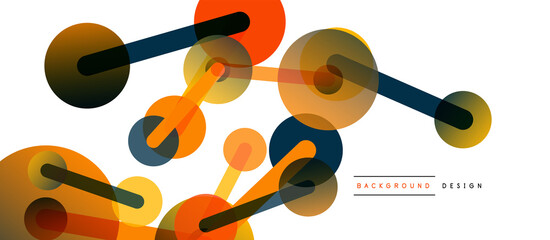 Line points connections geometric abstract background. Circles connected by lines. Trendy techno business template for wallpaper, banner, background or landing