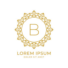 letter B minimalist luxury crest vector logo design for spa, fashion, wedding, salon, hotel, real estate, beauty care