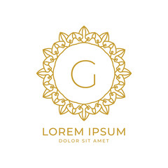letter G minimalist luxury crest vector logo design for spa, fashion, wedding, salon, hotel, real estate, beauty care