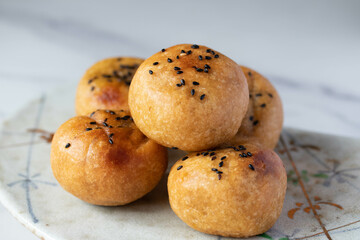 Round buns stuffed with black beans Indonesian Traditional Snack Made
